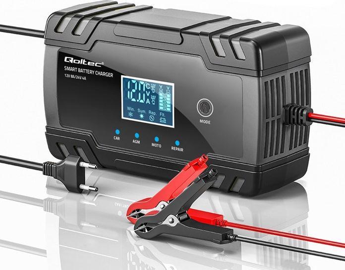 Actual product image Qoltec Mikroprozessor-Ladegerät 12V 8A 24V 4A LCD (12V, 24V, 8 A)