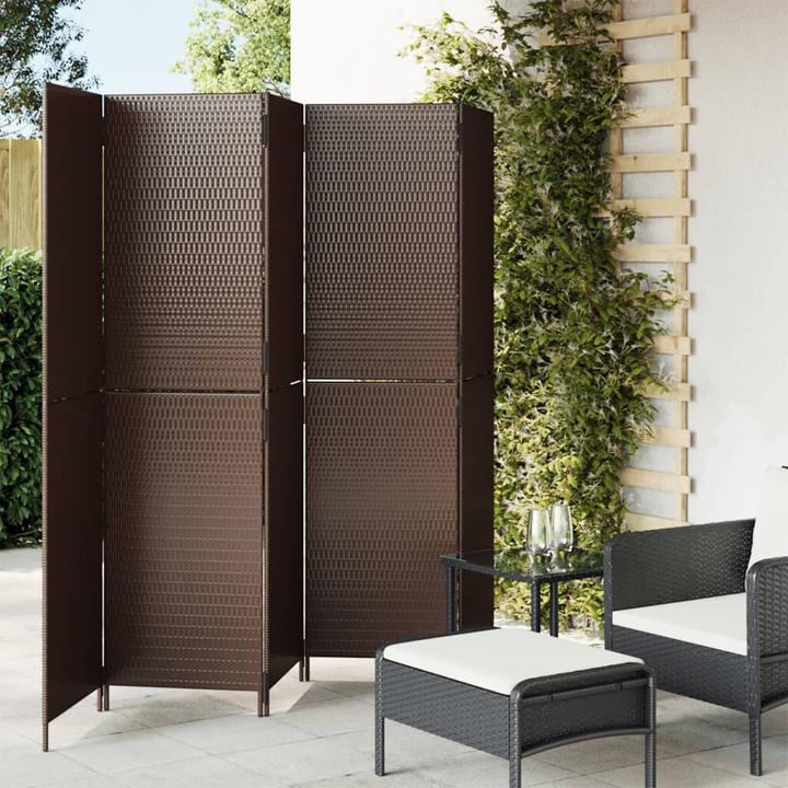 Produktbild VidaXL Paravent 5-tlg. Braun Poly Rattan,Farbe: Braun,Material: Poly