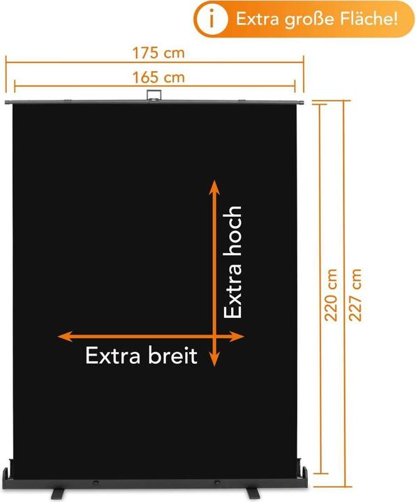Actual product image Walimex pro Roll-up panel background black 165x220 (176.50 cm, 226 cm)