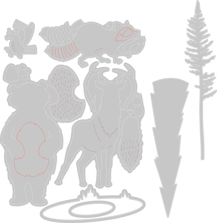 Actual product image Sizzix Thinlits punching template "Forest Animals #2" (8 Sheets)