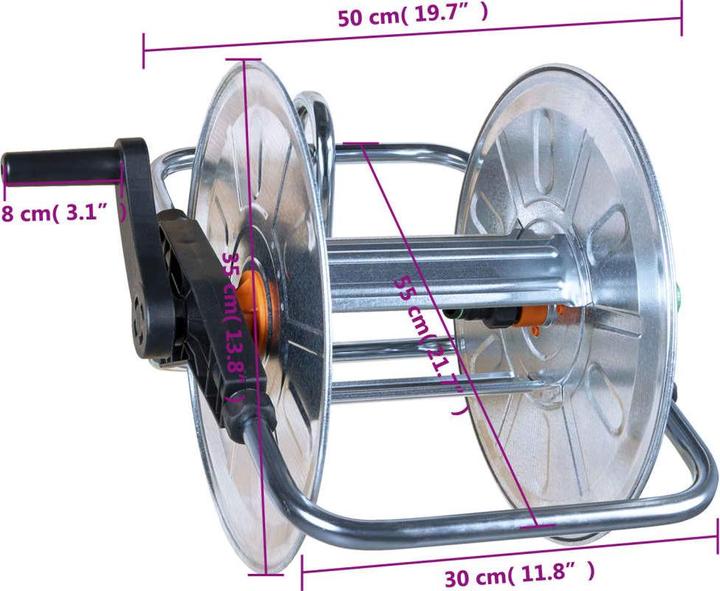 Produktbild VidaXL Schlauchtrommel Wandmontage für 50m 1/2" oder 35m 3/4" Schlauch (50 m)
