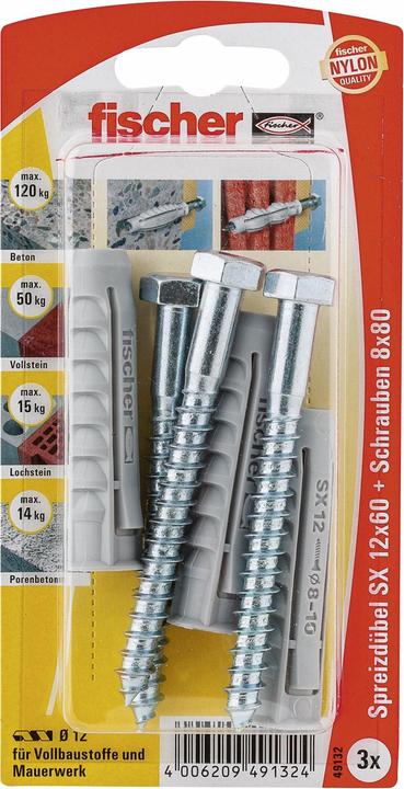 Fischer Fisc D?bel SX 12x60 S K 3 049132 (3 Pcs.)