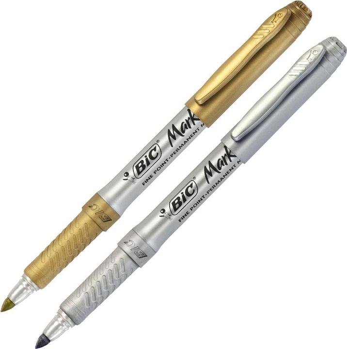 Image du produit Bic Marqueur Marking Metallic Ink en or et argent. (12 pièces) (Or et argent, 0.80 mm, 12 x)