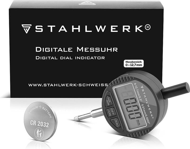 Produktbild Stahlwerk Digitale Messuhr mit 0-12,7 mm (0,5") Messbereich Millimeter und Zoll (1.27 cm)
