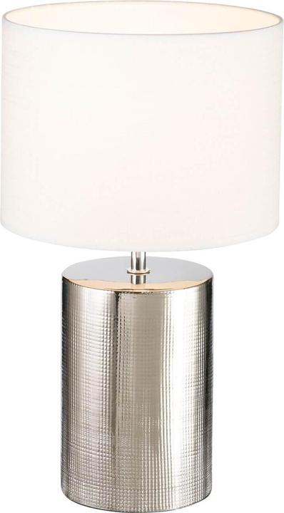 Image du produit Fischer & Honsel Honsel Prata Lampe de table E27 interrupteur Abat-jour tissu blanc lin argent 50663