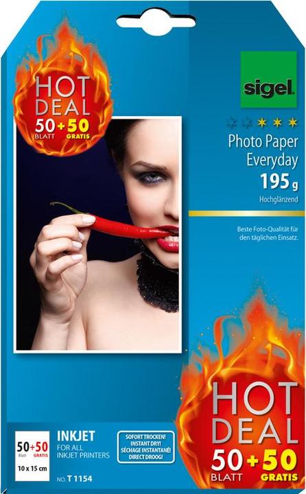 Actual product image Sigel Inkjet photo paper (195 g/m², 10 x 15 cm, 100 x)