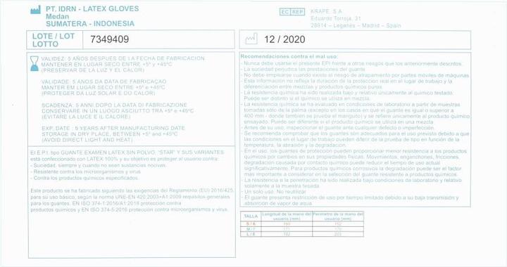Actual product image 3A Guantes Examen latex gloves, powder-free, 100 pieces, size L, white (L)