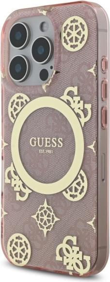 Immagine prodotto Guess GUHMP16LH4PYEEP iPhone 16 Pro 6.3" różowy/rosa custodia rigida IML Peony su sfondo 4G MagSafe (Apple iPhone 16 Pro)