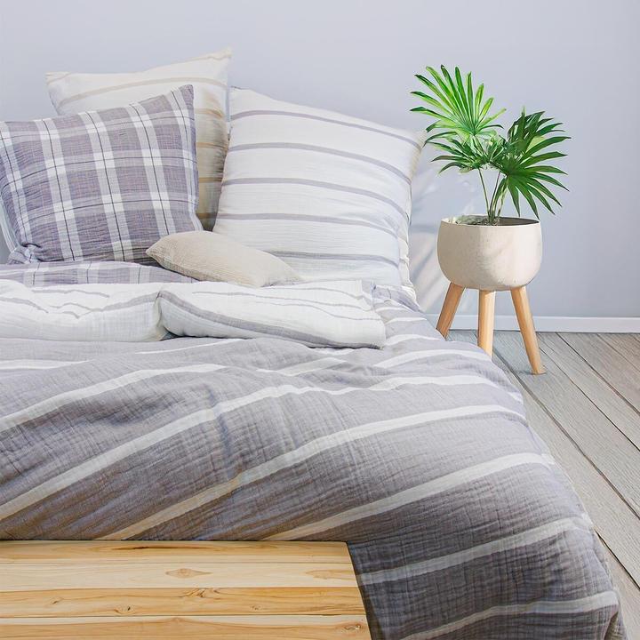 Produktbild Fleuresse Musselin Bettwäsche Faro 624531 grau (Bettwäsche Set, 155x220 cm + 80x80 cm)