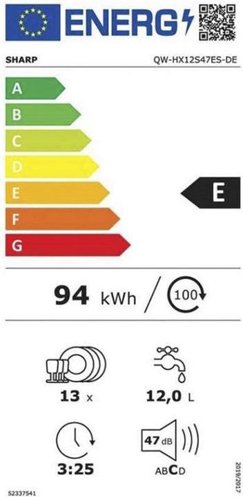 Energy Label Sharp QW-HX12S47ES-EN