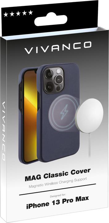Actual product image Vivanco MAG CLASSIC Cover for iPhone 13 Pro Max, blue, MagSafe support, synthetic leather (Apple iPhone 13 Pro Max)