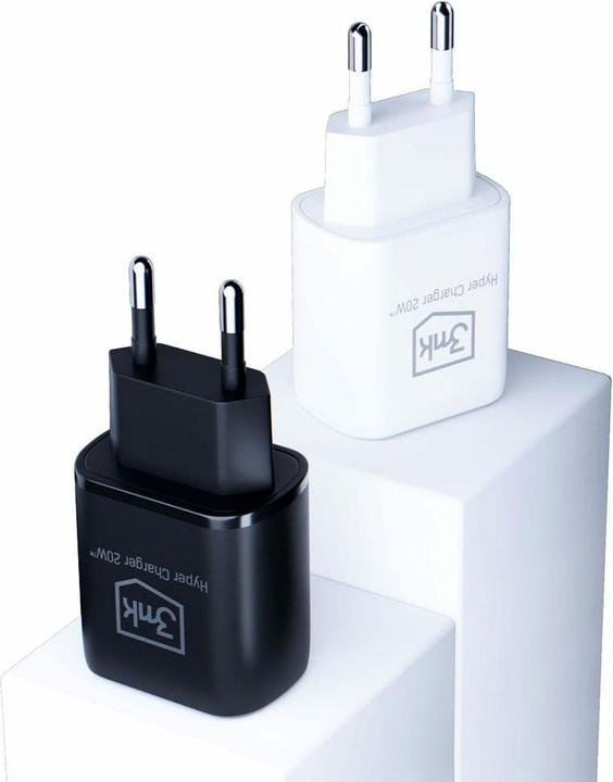 Immagine prodotto 3MK HyperCharger 20W 1xUSB-C + 1xUSB-A ładowarka sieciowa PD/QC czarna/nero (20 W)