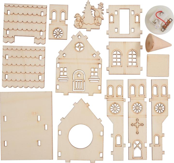 Immagine prodotto VBS Kit di costruzioni in legno "Chiesa con cuspide rotonda", incl. LED