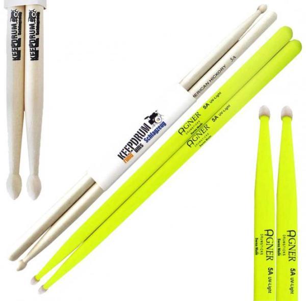 Produktbild Agner 5 A UV-Light Sticks Gelb mit keepdrum 5A (Schlagzeug)