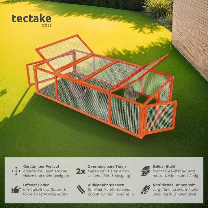 Immagine prodotto tectake Kaninchenstall mit 4 Türen 181x90x48cm