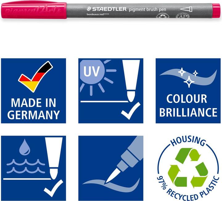 Image du produit Staedtler Feutres de coloriage Pigment Arts Brush Pen Basic Colours (Multicolore, 6 x)