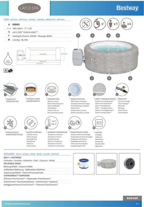 Produktbild Bestway Lay-Z-Spa Zürich (4 Pers.)