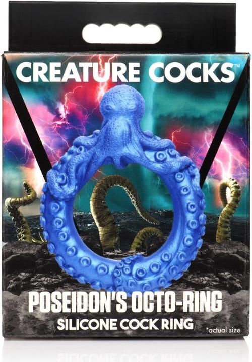 Actual product image Frisky Poseidon's Octo-Ring - Silicone Cock Ring - Blue (4 cm)