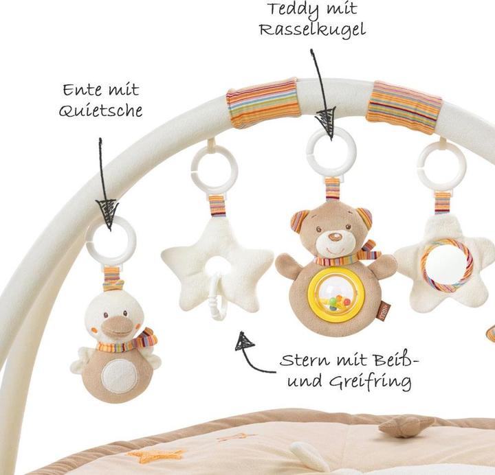 Actual product image Fehn Crawling blanket with play bow bear Rainbow
