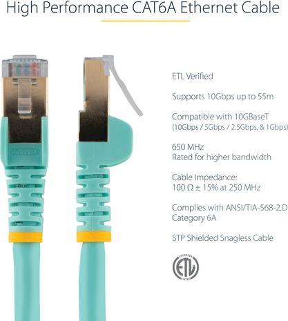 Image du produit StarTech Câble de brassage Cat6a 1m Aqua (U/FTP, CAT6a, 1 m)