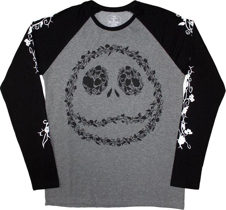 Immagine prodotto The Nightmare Before Christmas Maglietta Jack Skellington Floreale Logo Raglan Adulto Unisex (XL)