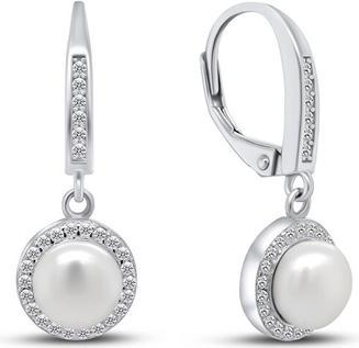 Brilio Silver - Charming silver earrings with pearl and zircons EA88