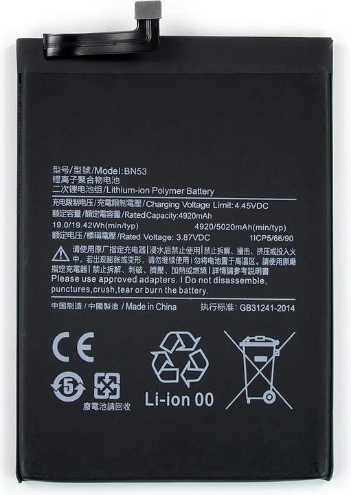 Actual product image OEM - Smartphone Battery BN53 (18439) - Xiaomi Redmi Note 9 Pro - 5020mAh - Black