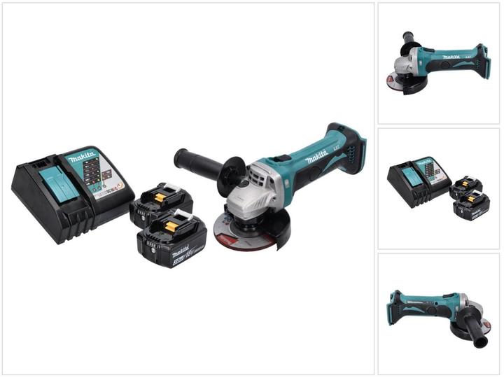 Makita DGA 452 RF Batteria smerigliatrice angolare 18 V 115 mm + 2x batteria 3.0 Ah + caricatore (115 mm)