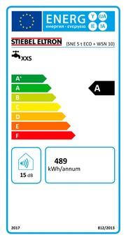 Energie-Label Stiebel Eltron druckloser Kleinspeicher SNE 5 t ECO + WSN 10 mit Stecker, LCD, ECO-Funktionen, gradgenau