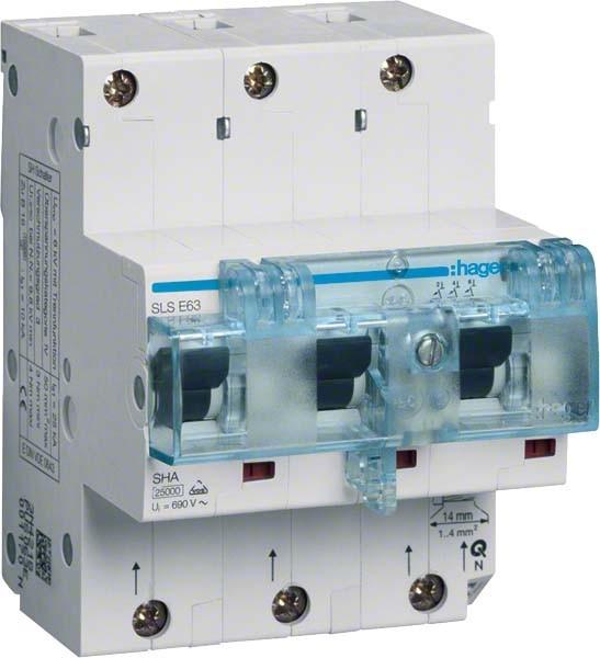 Hager HAG HTN380C SLS-Schalter 3P Cs 80A Hutschiene