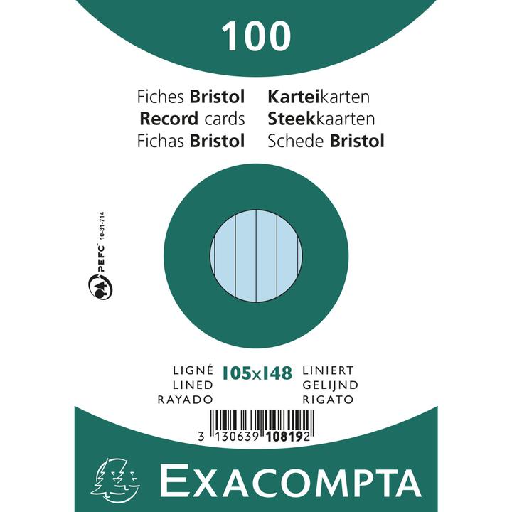 Produktbild Exacompta Karteikarten (105 x 148 mm, 205 g/m², 100 x)