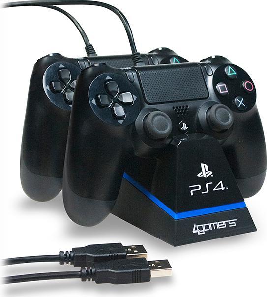 Produktbild 4Gamers Dual Play & Charge Kabel mit Desktop Stand (PS4)