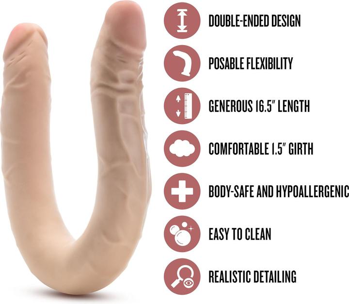 Actual product image Blush dr. skin plus 14” posable double dong beige