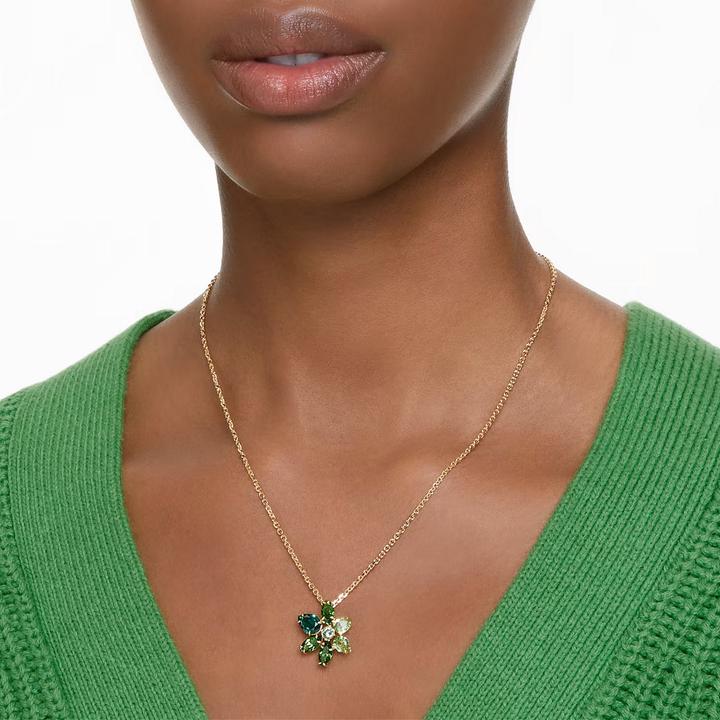 Immagine prodotto Swarovski Collana Gema Vari Tagli Fiore Oro Verde (Metallo Swarovski, 36 - 41 cm)