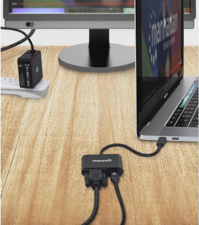 Produktbild Manhattan 1080p-Auflösung, Power Delivery-Port mit bis zu /20 V (VGA, USB Typ-C, 19.50 cm)
