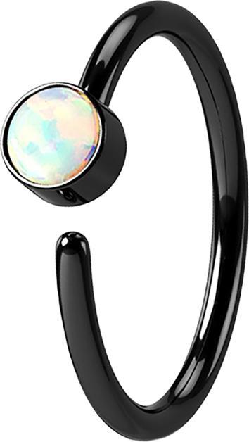 Star Piercing Micro Piercing Ring schwarz mit Opal weiss (Chirurgenstahl 316L, ohne Messing)