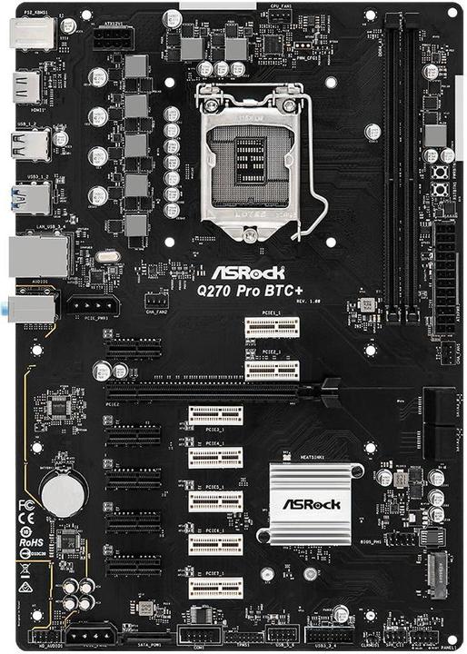 Produktbild AsRock Q270 Pro BTC+ (LGA 1151, Intel Q270, ATX)