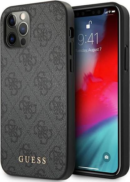 Produktbild Guess GUHCP12MG4GFGR iPhone 12 / 12 Pro 6,1" szary/grey hard case 4G Metal Gold Logo (Apple iPhone 12, Apple iPhone 12 Pro)