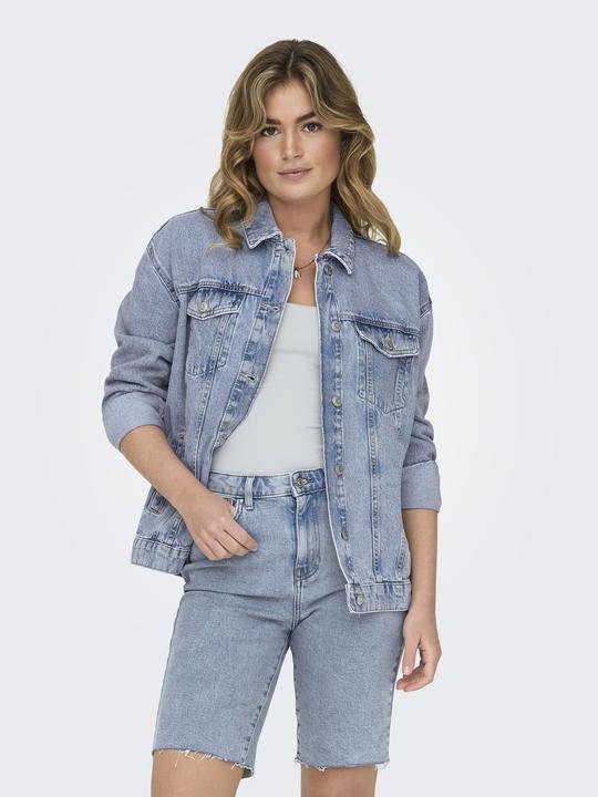 Actual product image Only Hood with drawstring Cuffs with button Low-set shoulder Jacket Denim jacket (XS)