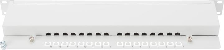 Actual product image Digitus CAT 6 Class E Patch Panel shielded 16-Port RJ45 8P8C LSA 1U Rack Mount Colour Grey RAL 7035