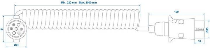 Produktbild ProPlus Spiralkabel mit 2x Stecker 7-polig PVC im Blister (0.19 m)