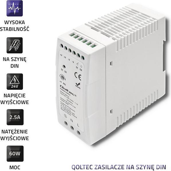 Produktbild Qoltec DIN-Schienen-Netzteil | 60W | 24V | 2 5 A | Weiss | Schlank (60 W)