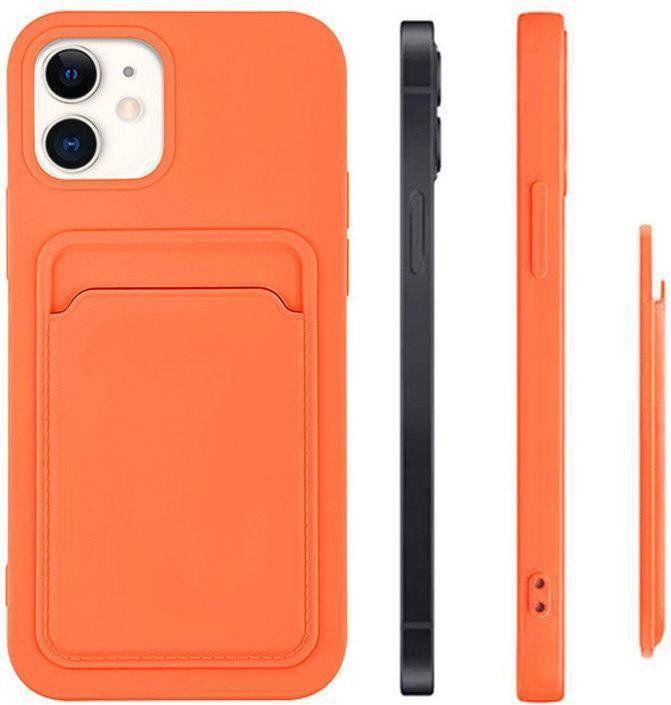 Produktbild Hurtel Card Case Silicone Wallet Case with Card Slot Documents for iPhone 13 Pro Max Orange (Apple iPhone 13 Pro Max)