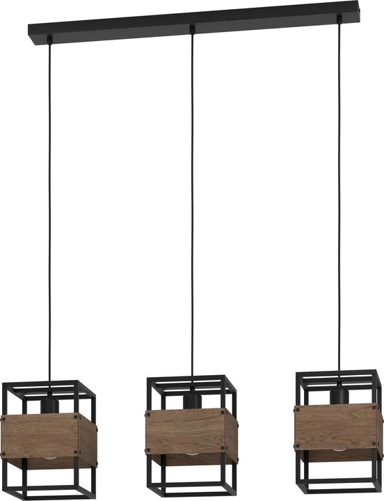 Produktbild EGLO 43805 EVESHAM E27 3-fach Hängeleuchte 895x195mm Schwarz Braun (E27)