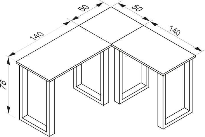 Immagine prodotto VCM Mobili per ufficio Scrivania angolare Lona Profondità 50 cm U Alu Nero (76 x 190 x 190 x 50 cm)