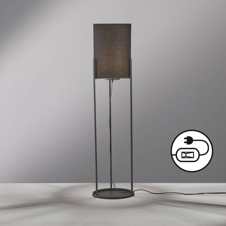 Produktbild Fischer & Honsel Honsel Spenzer Stehleuchte E27 schaltbar Stoffschirm Chintz schwarz goldfarben sandschwarz (E27)