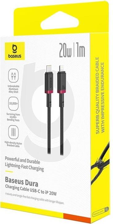Produktbild Baseus Dura Typ-C-Schnellladekabel für iP 20 W 1 m Schwarz Rot (1 m, USB 4.0, 20 W)