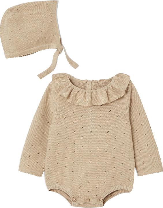 Produktbild Vertbaudet Baby-Set: Strick-Kurzoverall mit langen Ärmeln & Mütze Oeko-Tex (68)