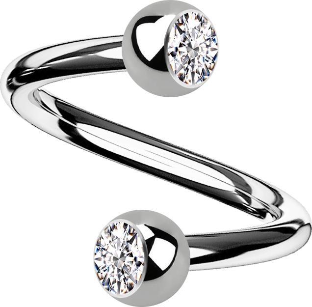 Actual product image Star Piercing Micro Spirale silber mit zwei Kugeln Kristall silber (without brass, Titanium G23)