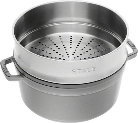 Produktbild Staub Cocotte mit Dämpfeinsatz (26 cm, Bräter + Schmortopf, Gusseisen, Emaille, Edelstahl)